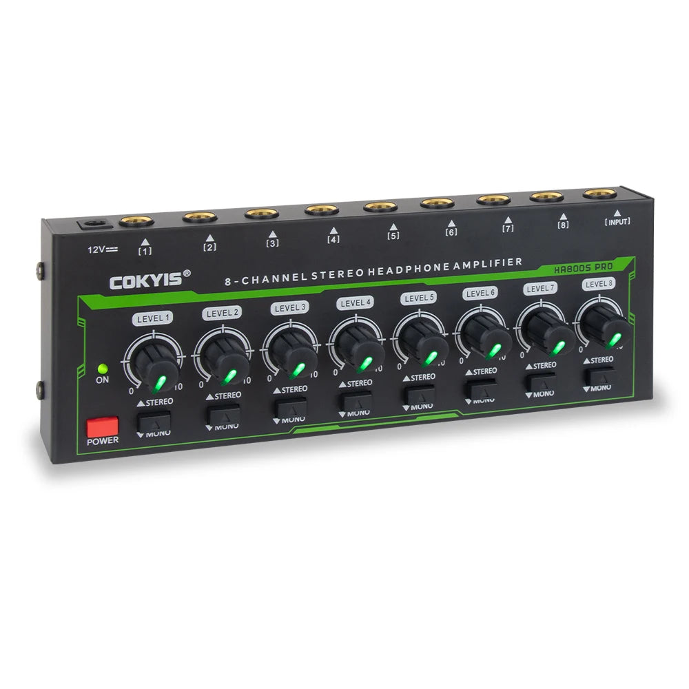 COKYIS 8-Channel Headphone Amplifier for Studio, DJ & Multi-Listener Audio Setups