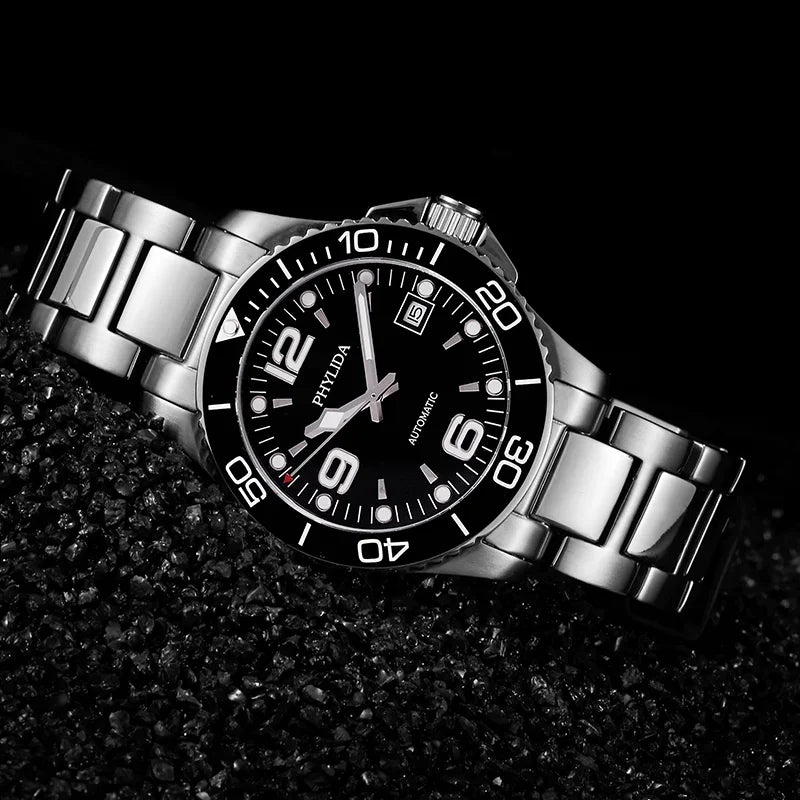 PHYLIDA Automatic Men’s Watch with Sapphire Crystal – 40mm Miyota Black Dial Edition