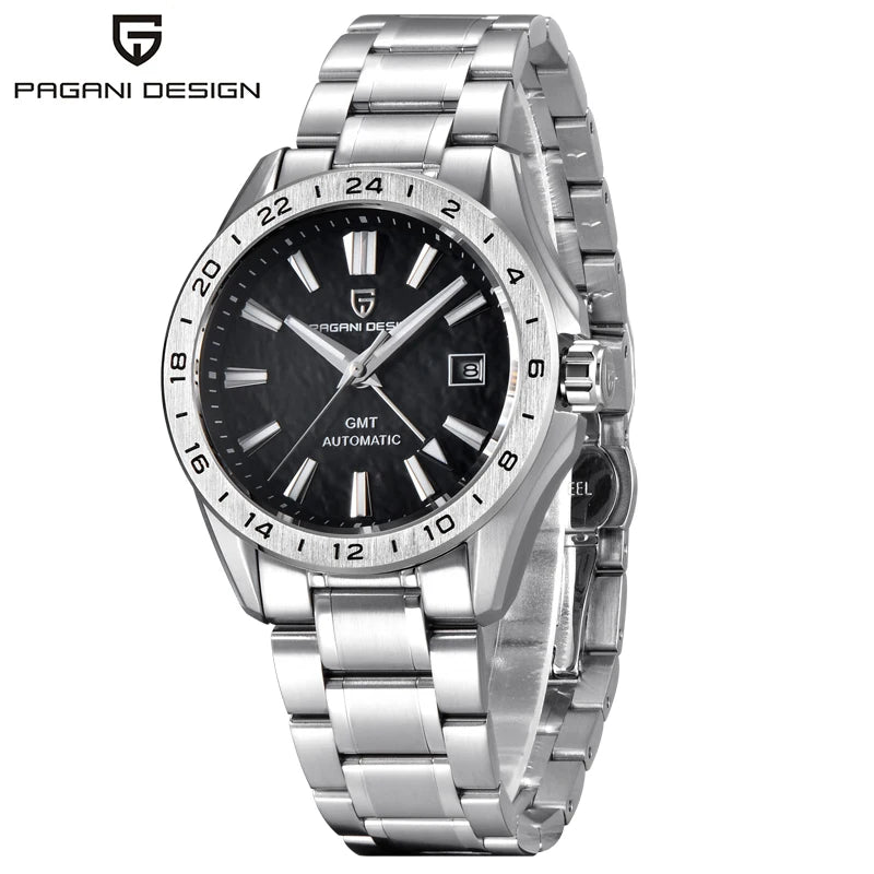 PAGANI DESIGN Automatic GMT Sports Watch – Bold Stainless Steel Luxury Timepiece