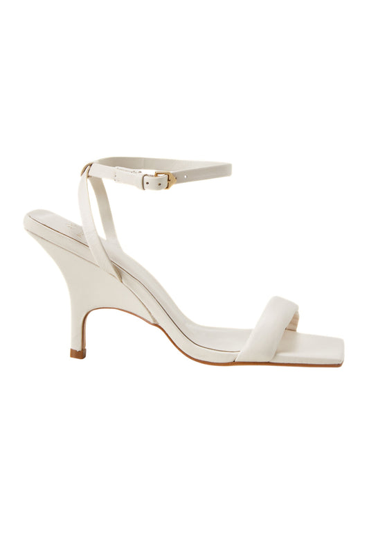 White Leather Ankle Strap High Heel Sandals (9cm) for Elegant & Versatile Styling