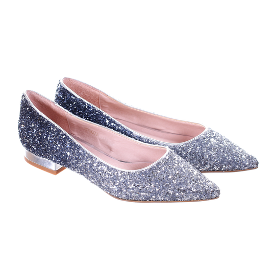 Blue Glitter Pointed Toe Ballet Flats for Everyday & Occasion Wear