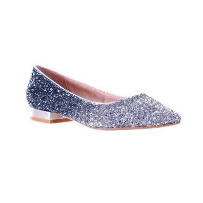 Blue Glitter Pointed Toe Ballet Flats for Everyday & Occasion Wear