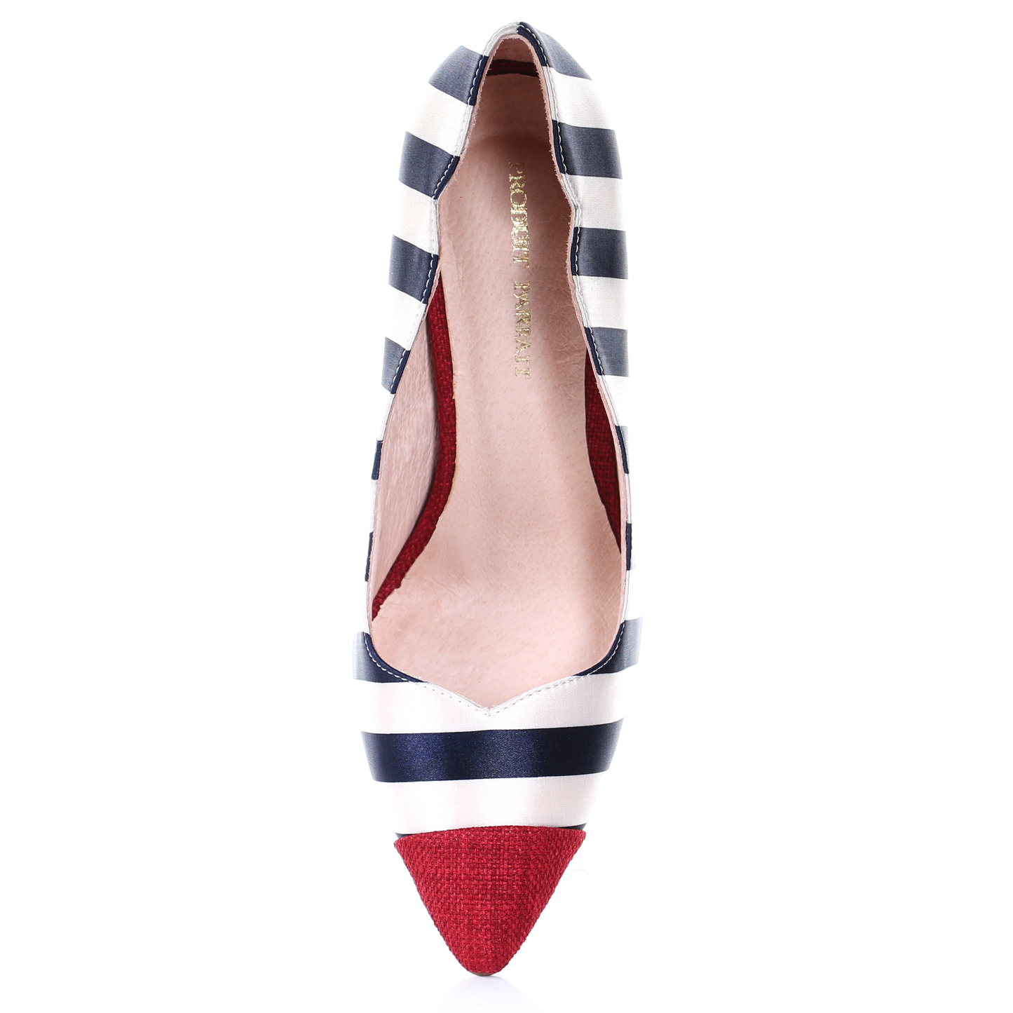 Red Two-Tone Pointed Toe Pumps with Chrome Heel for Statement Styling