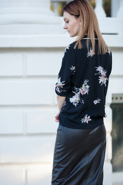 Faux Leather Buttoned Midi Skirt