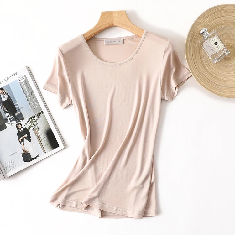 CINESSD Women’s Silk-Blend T-Shirt for Lightweight Comfort & Everyday Style