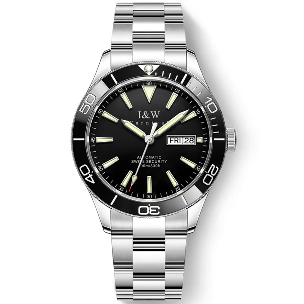 I&W Green Dial Automatic Sports Watch – Bold Diver-Style Mechanical Watch