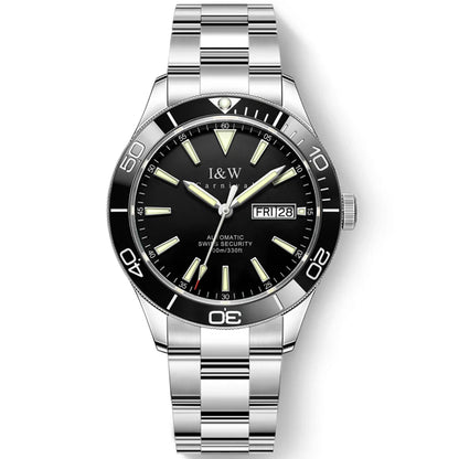 I&W Green Dial Automatic Sports Watch – Bold Diver-Style Mechanical Watch