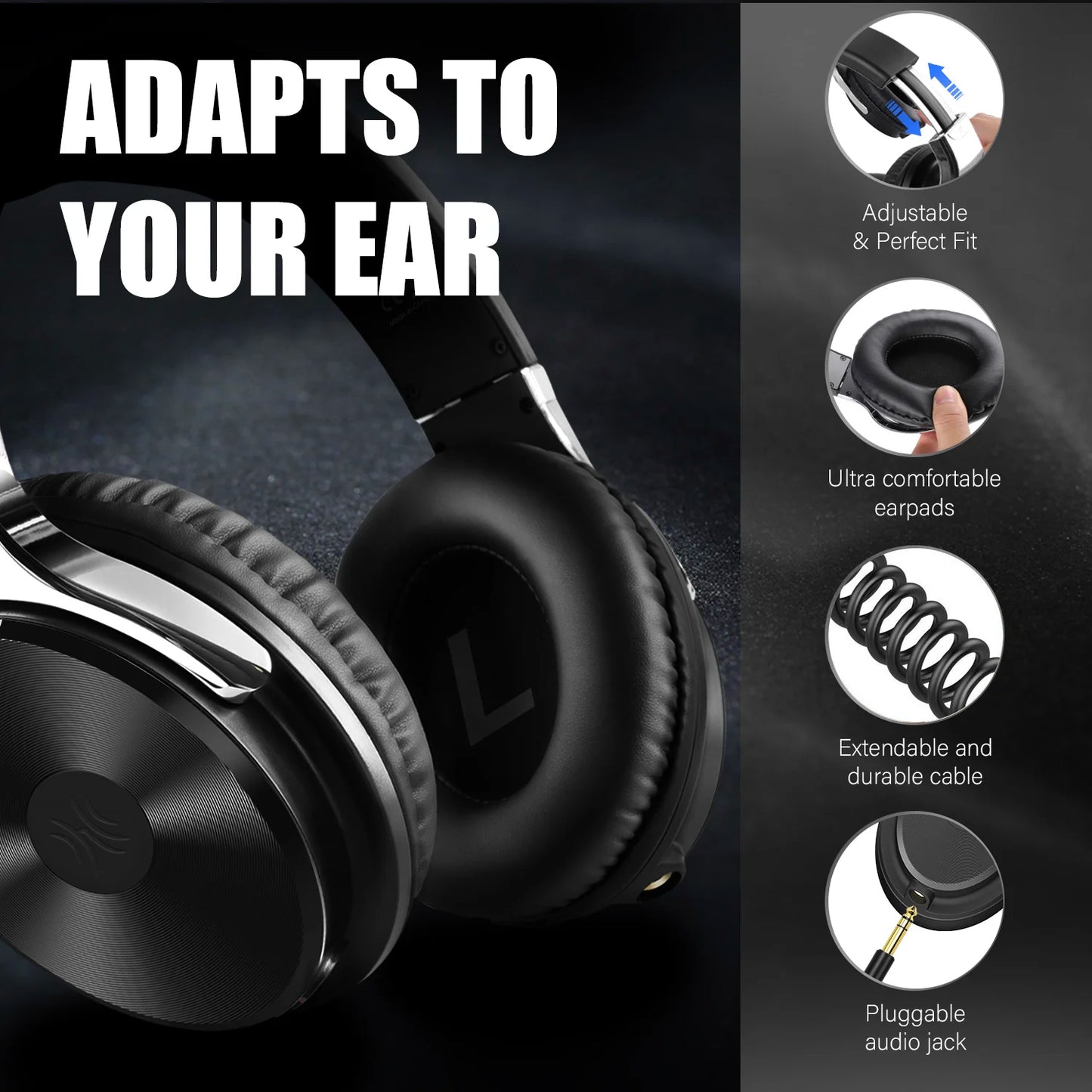 Oneodio Studio HiFi 3.5/6.35mm Professional Wired Monitor Over-Ear Headphones