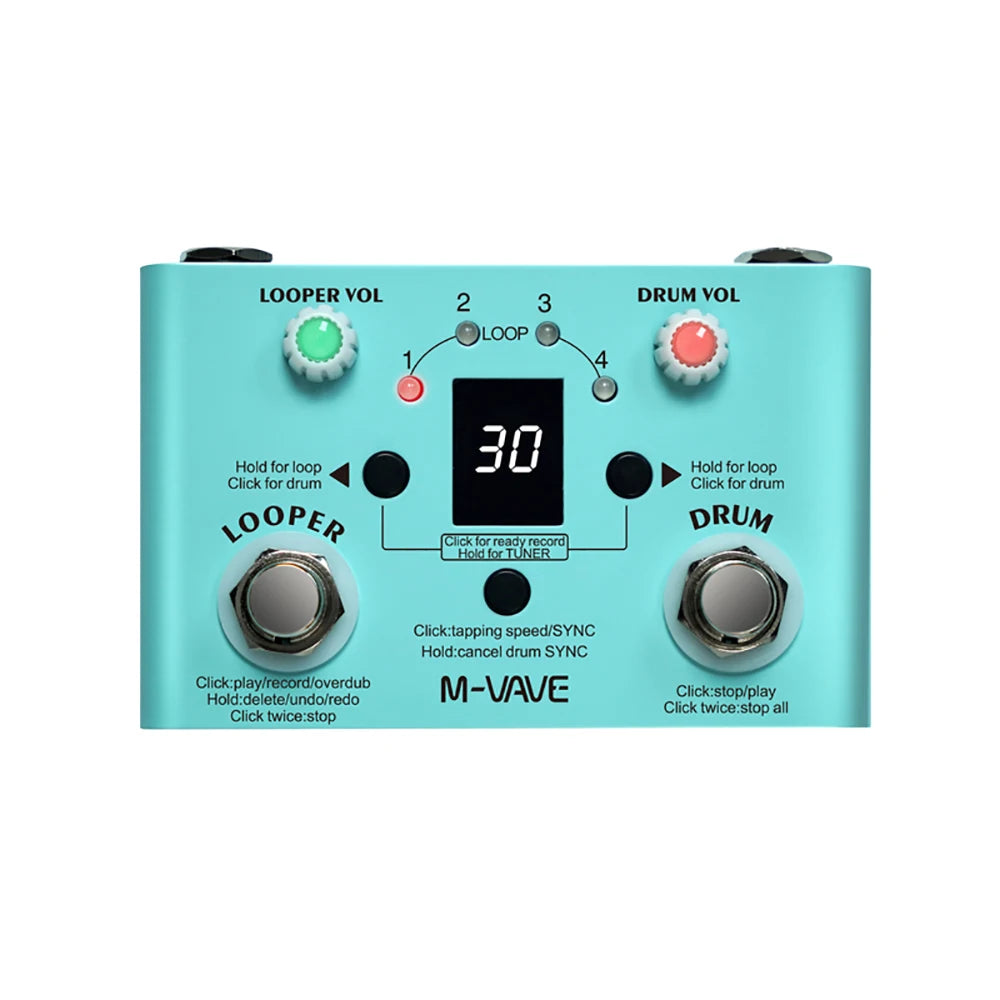M-VAVE LOST TEMPO All-in-One Guitar Looper Pedal with Drum Machine and Tuner
