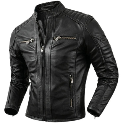 COPERSIAN Men’s Vintage Cow Leather Motorcycle Jacket
