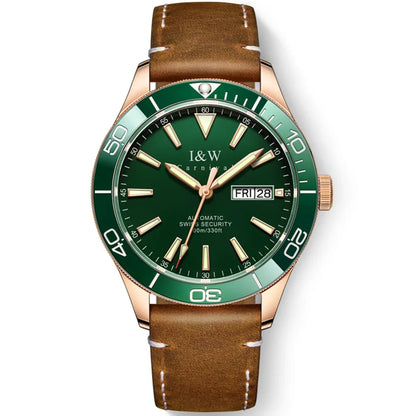 I&W Green Dial Automatic Sports Watch – Bold Diver-Style Mechanical Watch