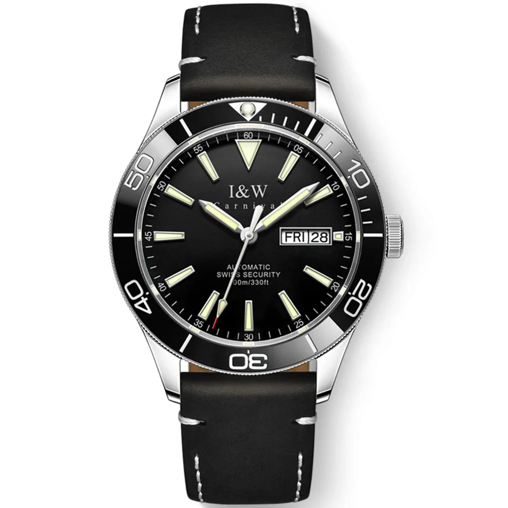 I&W Green Dial Automatic Sports Watch – Bold Diver-Style Mechanical Watch