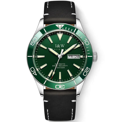 I&W Green Dial Automatic Sports Watch – Bold Diver-Style Mechanical Watch