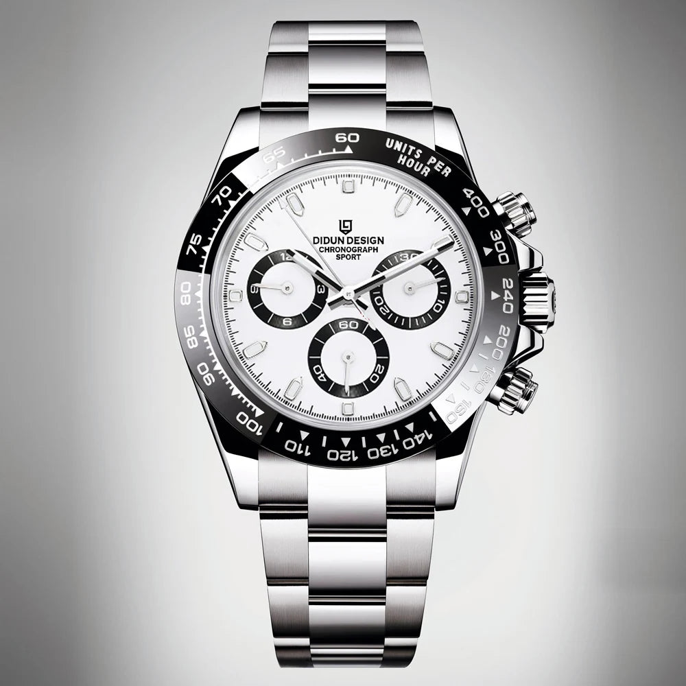 DIDUN Men’s Automatic Sports Watch – Ceramic Bezel Mechanical Luxury Style Chronograph