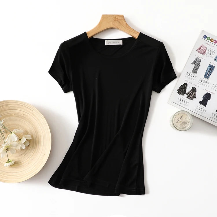 CINESSD Women’s Silk-Blend T-Shirt for Lightweight Comfort & Everyday Style