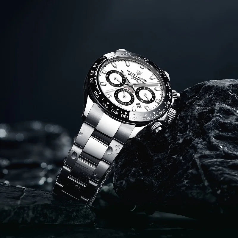 DIDUN Men’s Automatic Sports Watch – Ceramic Bezel Mechanical Luxury Style Chronograph