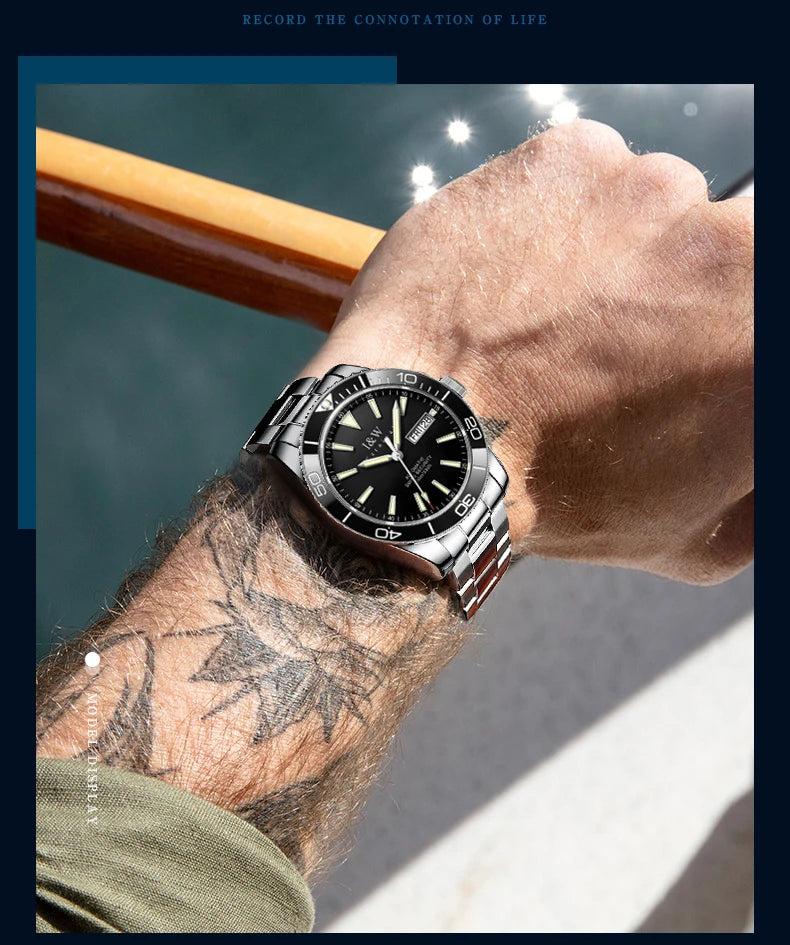 I&W Green Dial Automatic Sports Watch – Bold Diver-Style Mechanical Watch