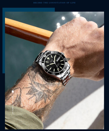 I&W Green Dial Automatic Sports Watch – Bold Diver-Style Mechanical Watch