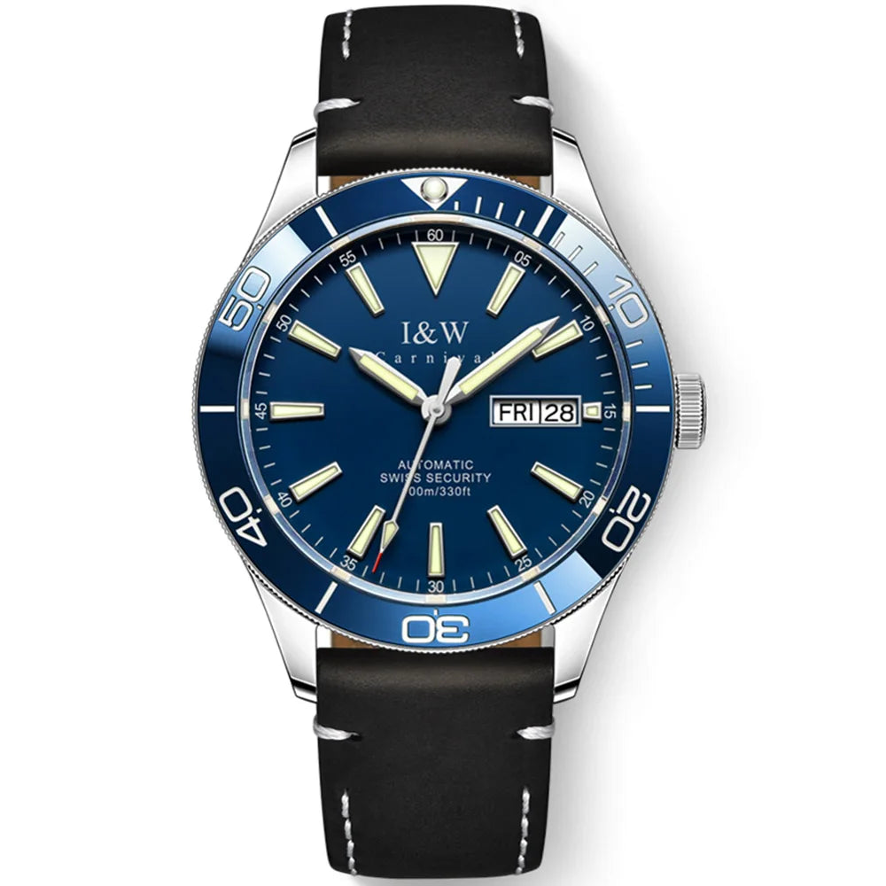 I&W Green Dial Automatic Sports Watch – Bold Diver-Style Mechanical Watch