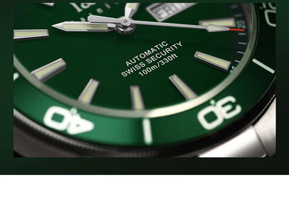 I&W Green Dial Automatic Sports Watch – Bold Diver-Style Mechanical Watch