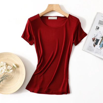 CINESSD Women’s Silk-Blend T-Shirt for Lightweight Comfort & Everyday Style