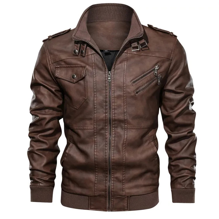 Men’s Vintage Motorcycle PU Leather Jacket