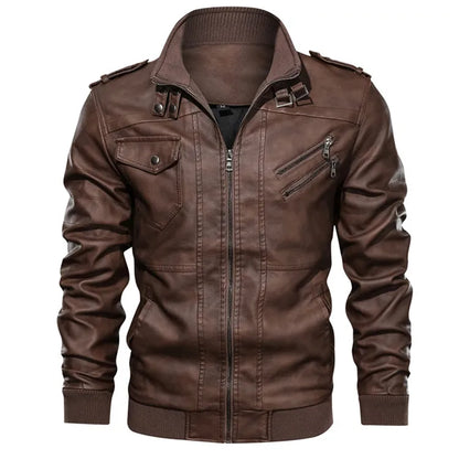Men’s Vintage Motorcycle PU Leather Jacket