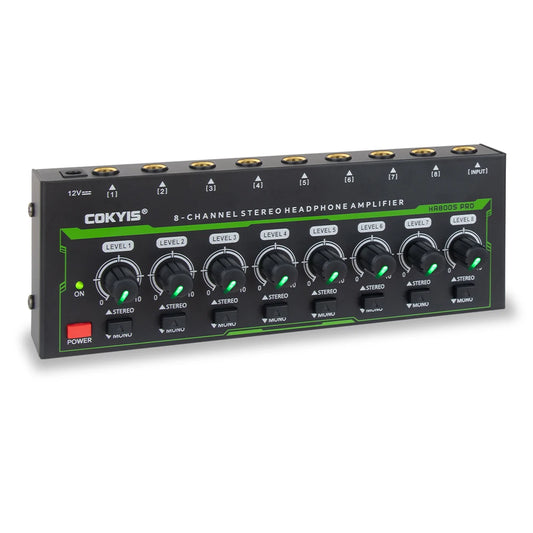 COKYIS 8-Channel Headphone Amplifier for Studio, DJ & Multi-Listener Audio Setups