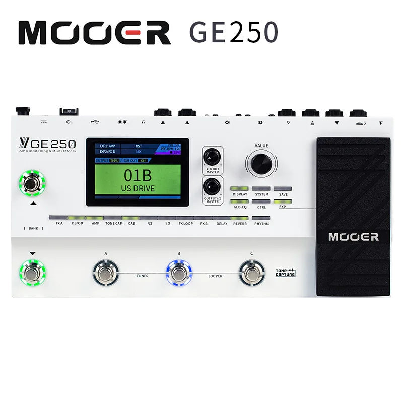MOOER Integrated Effect Device GE250 Professional Professional Guitar Multi Effects Processor with Amp Modelling, Looper & IR Cabinet Simulation