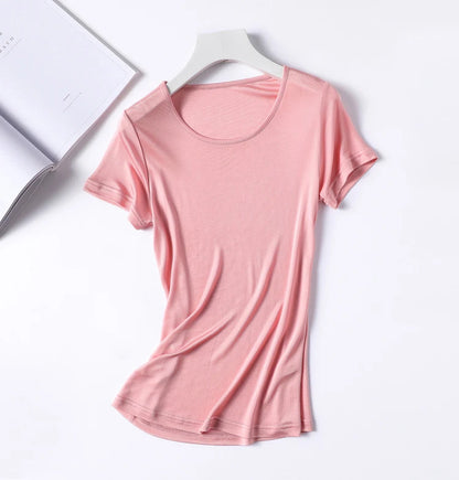 CINESSD Women’s Silk-Blend T-Shirt for Lightweight Comfort & Everyday Style
