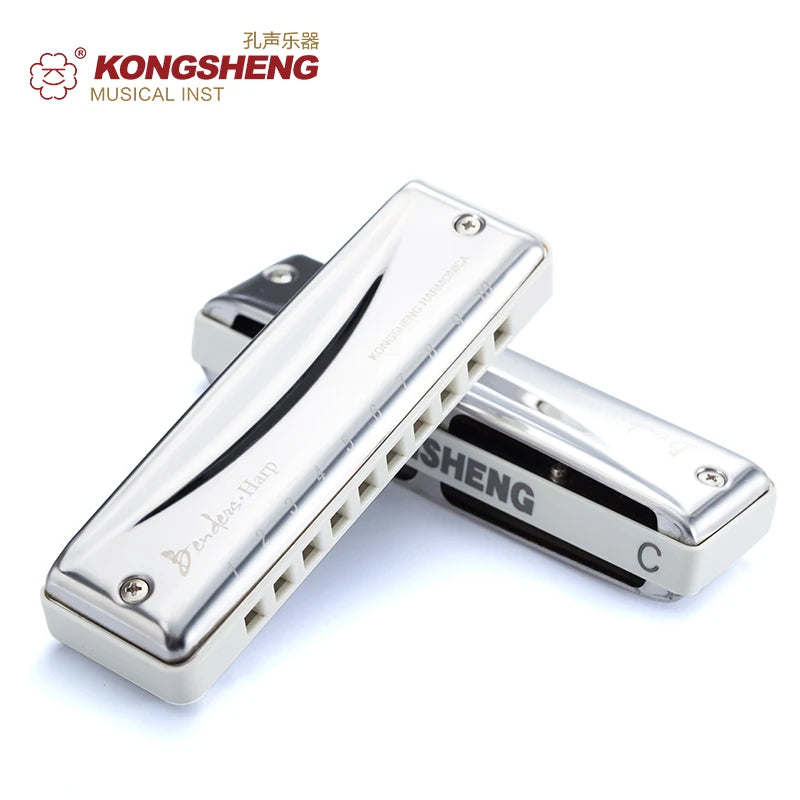 KONGSHENG 10-Hole Diatonic Harmonica for Blues, Folk & Beginner Music
