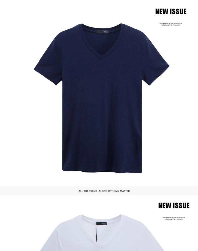 2025 Brand New Men's T-Shirt V-neck Short Sleeve