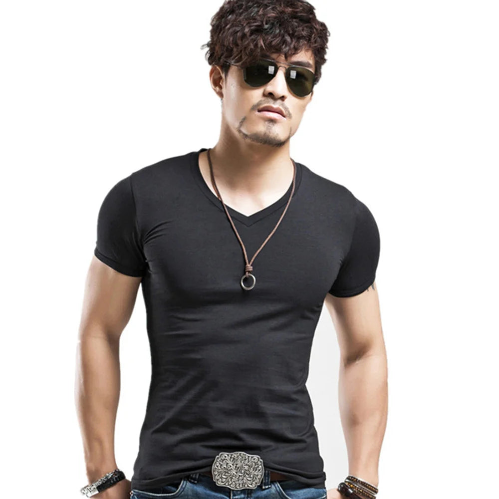 2026 MRMT Men’s V-Neck Fitness T-Shirt for Breathable Comfort and Fitted Style