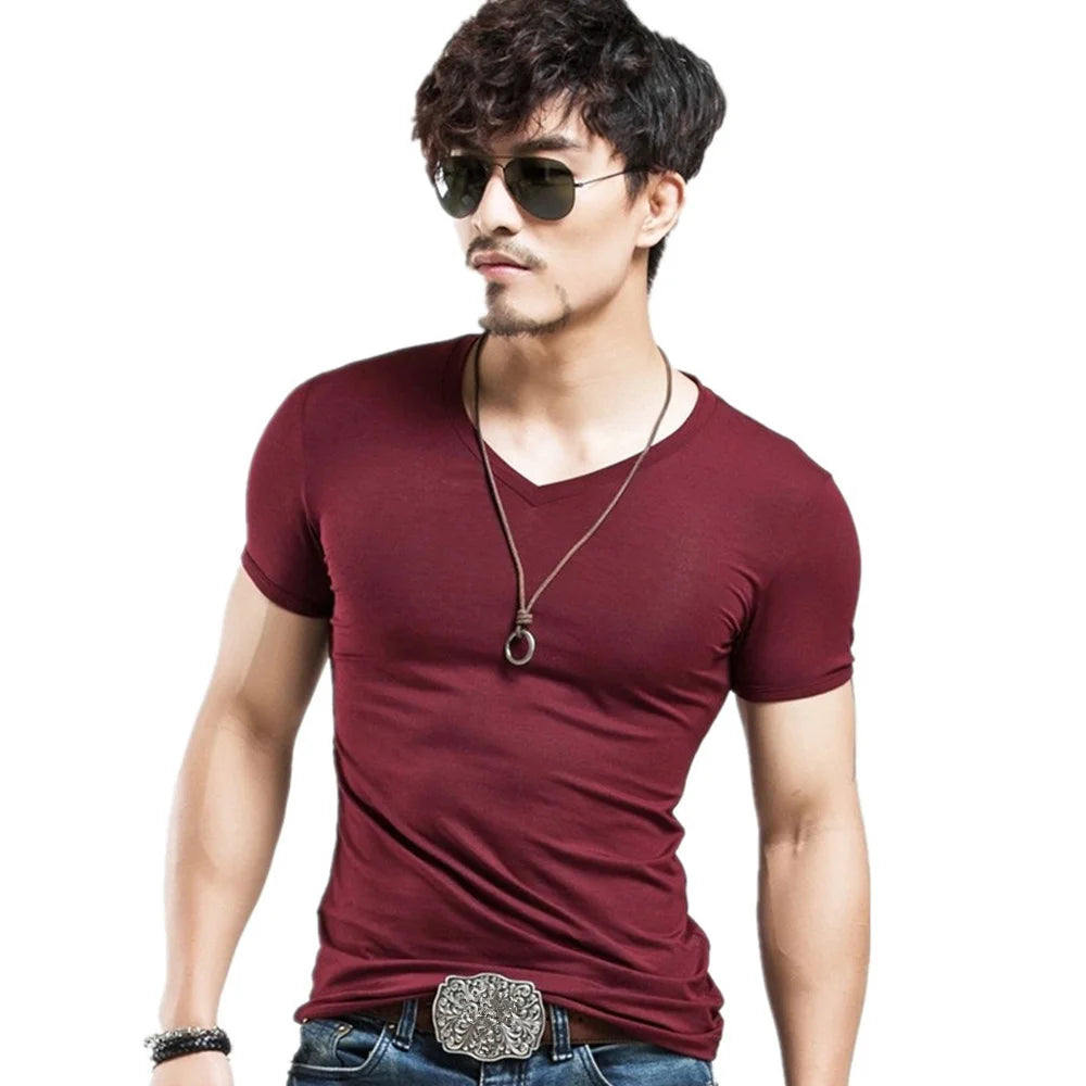 2026 MRMT Men’s V-Neck Fitness T-Shirt for Breathable Comfort and Fitted Style