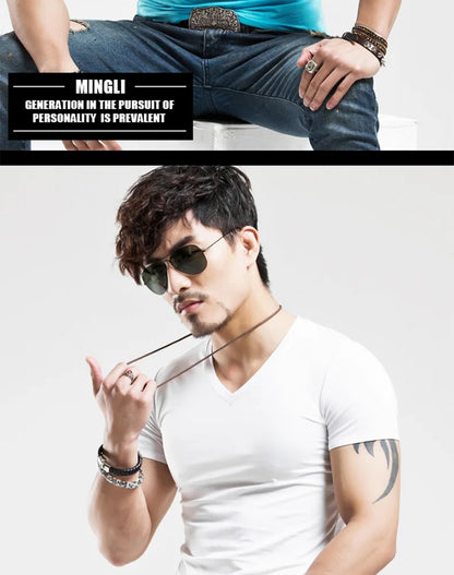 2025 Brand New Men's T-Shirt V-neck Short Sleeve