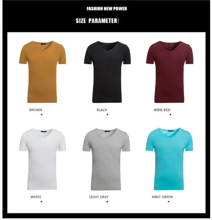 2025 Brand New Men's T-Shirt V-neck Short Sleeve