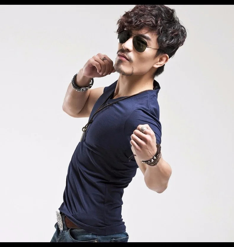 2026 MRMT Men’s V-Neck Fitness T-Shirt for Breathable Comfort and Fitted Style