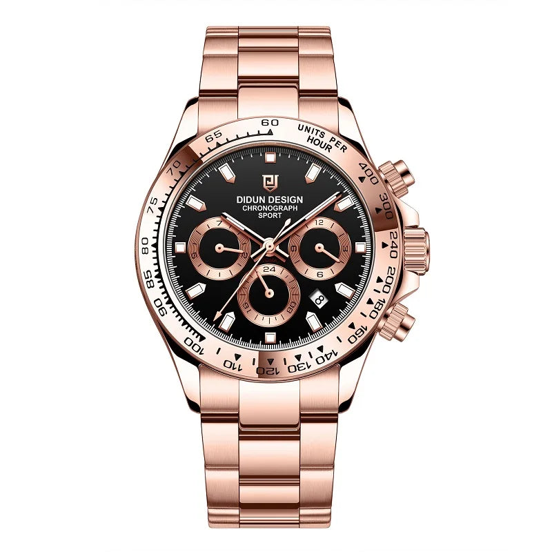 DIDUN Men’s Automatic Sports Watch – Ceramic Bezel Mechanical Luxury Style Chronograph