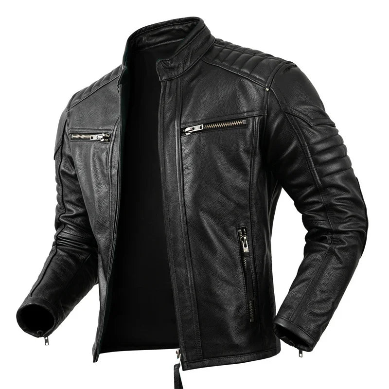 COPERSIAN Men’s Vintage Cow Leather Motorcycle Jacket