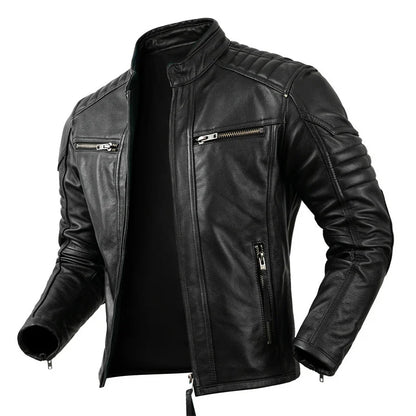 COPERSIAN Men’s Vintage Cow Leather Motorcycle Jacket