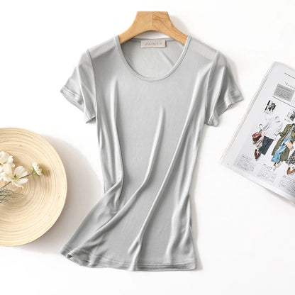 CINESSD Women’s Silk-Blend T-Shirt for Lightweight Comfort & Everyday Style