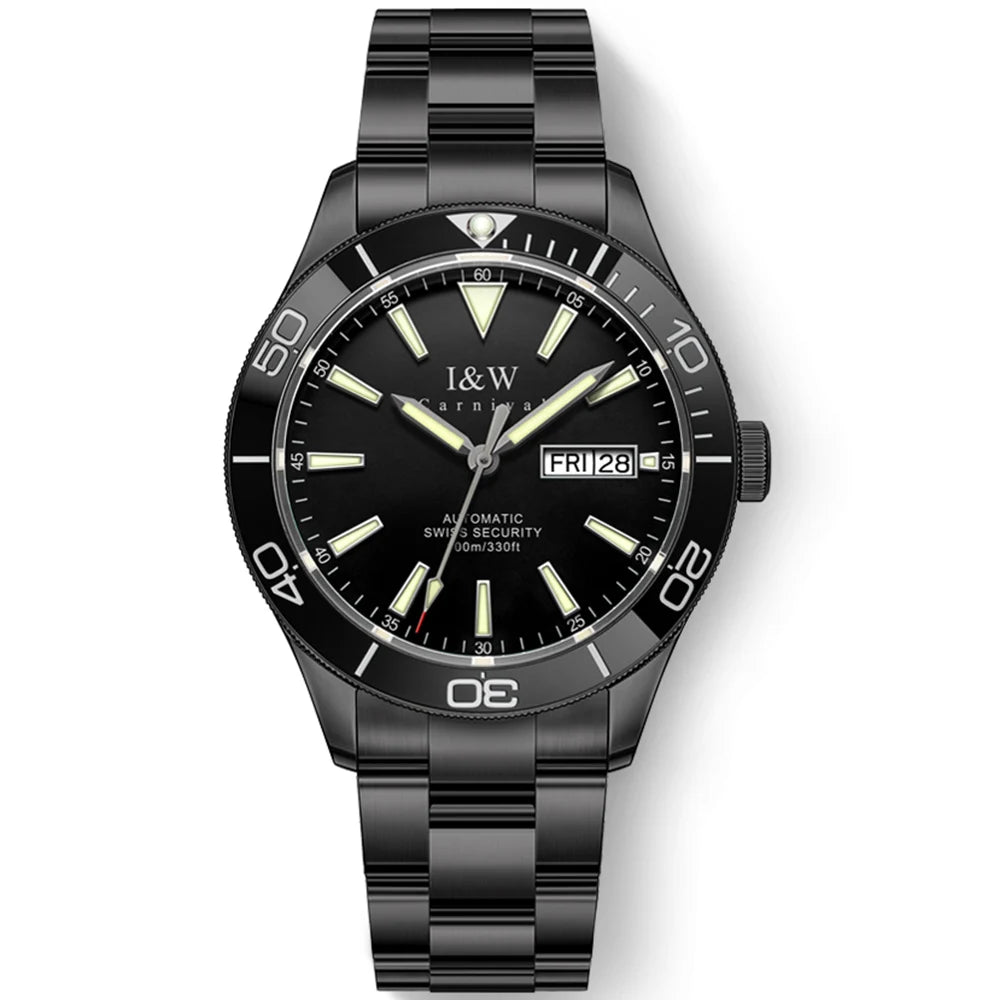 I&W Green Dial Automatic Sports Watch – Bold Diver-Style Mechanical Watch