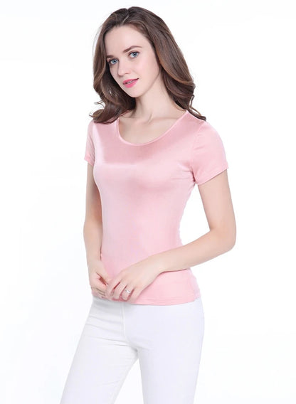 CINESSD Women’s Silk-Blend T-Shirt for Lightweight Comfort & Everyday Style