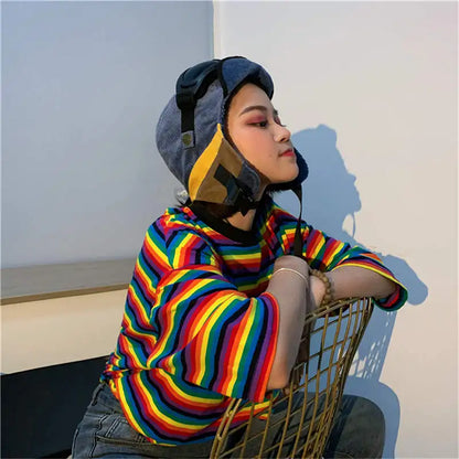 RHOYNAR Women’s Striped Loose Fit T-Shirt for Everyday Casual & Summer Wear