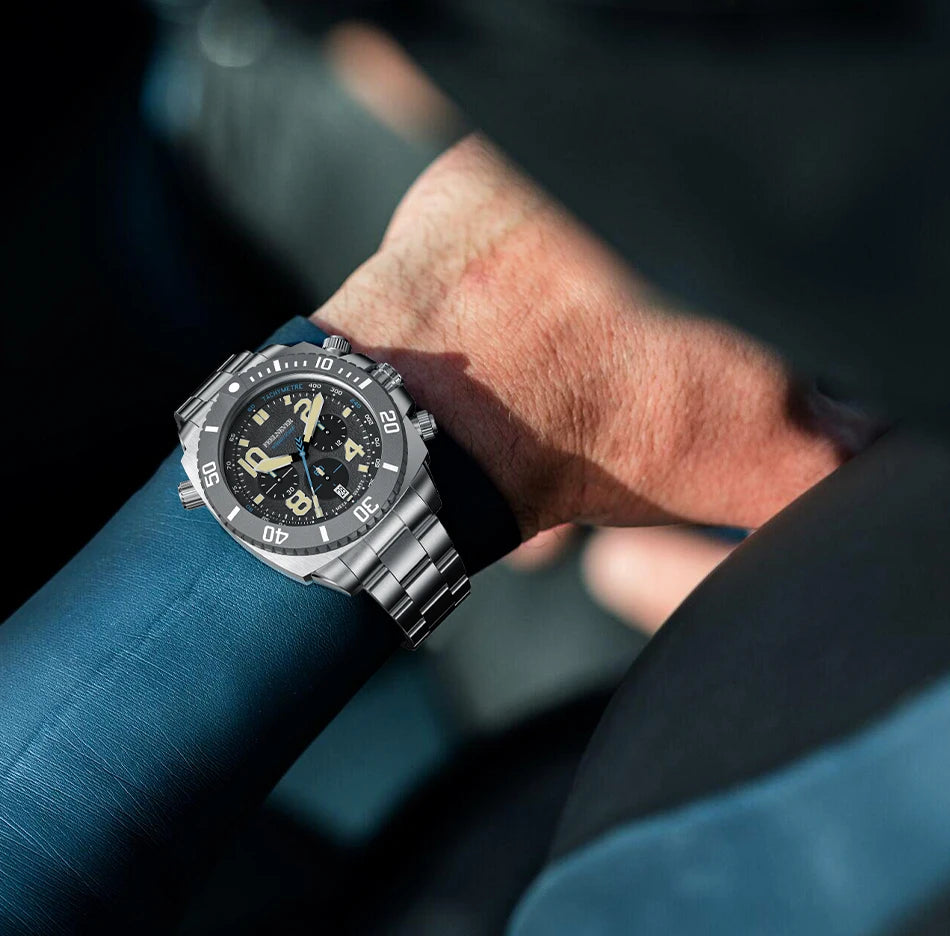 LIGE FeelNever FN1801 Men’s Luxury-Style Chronograph Dive Watch – Stainless Steel Sapphire Glass Edition