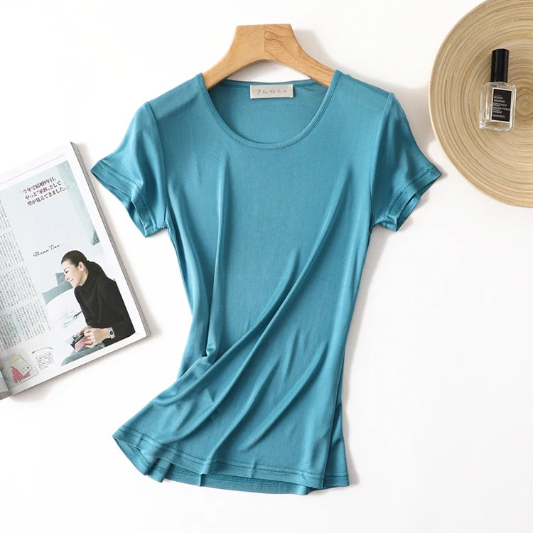 CINESSD Women’s Silk-Blend T-Shirt for Lightweight Comfort & Everyday Style