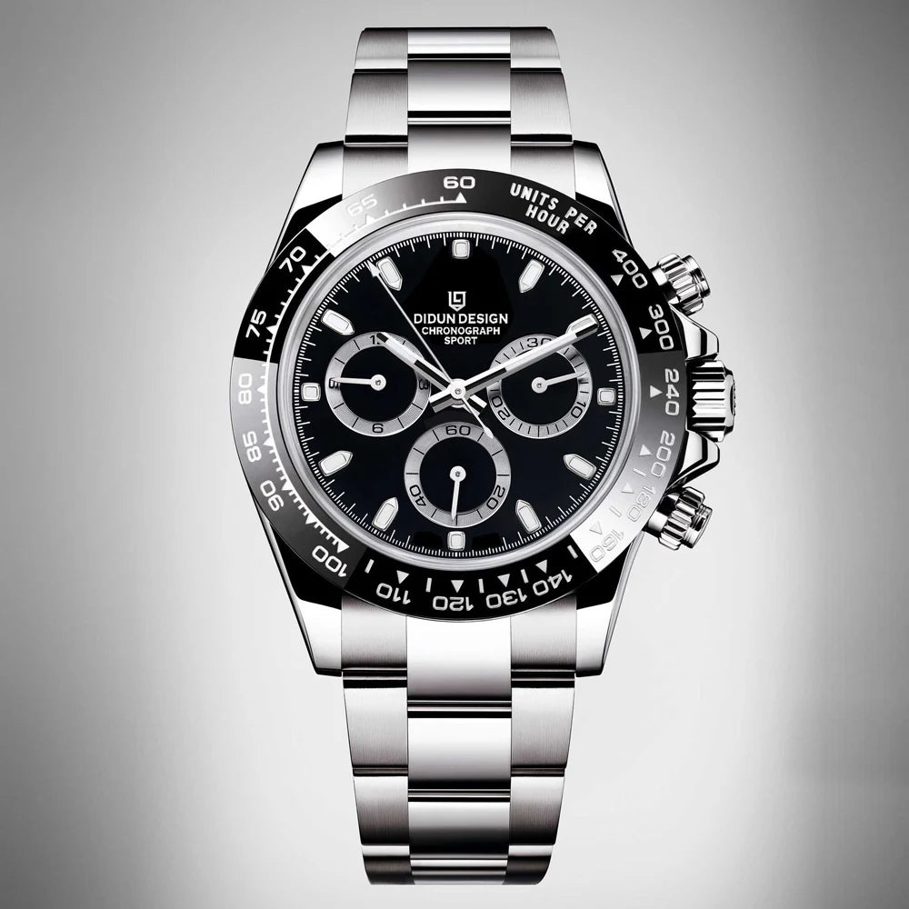 DIDUN Men’s Automatic Sports Watch – Ceramic Bezel Mechanical Luxury Style Chronograph