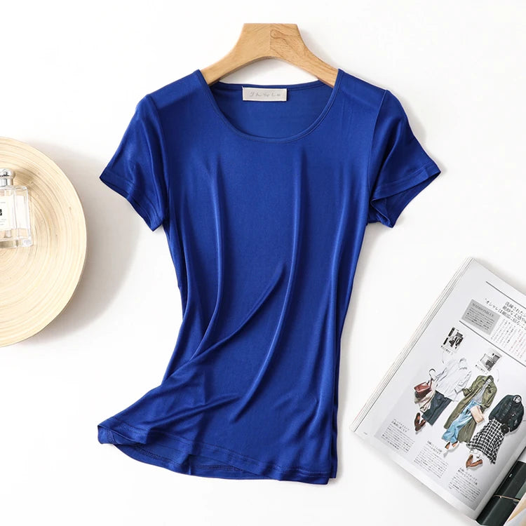CINESSD Women’s Silk-Blend T-Shirt for Lightweight Comfort & Everyday Style