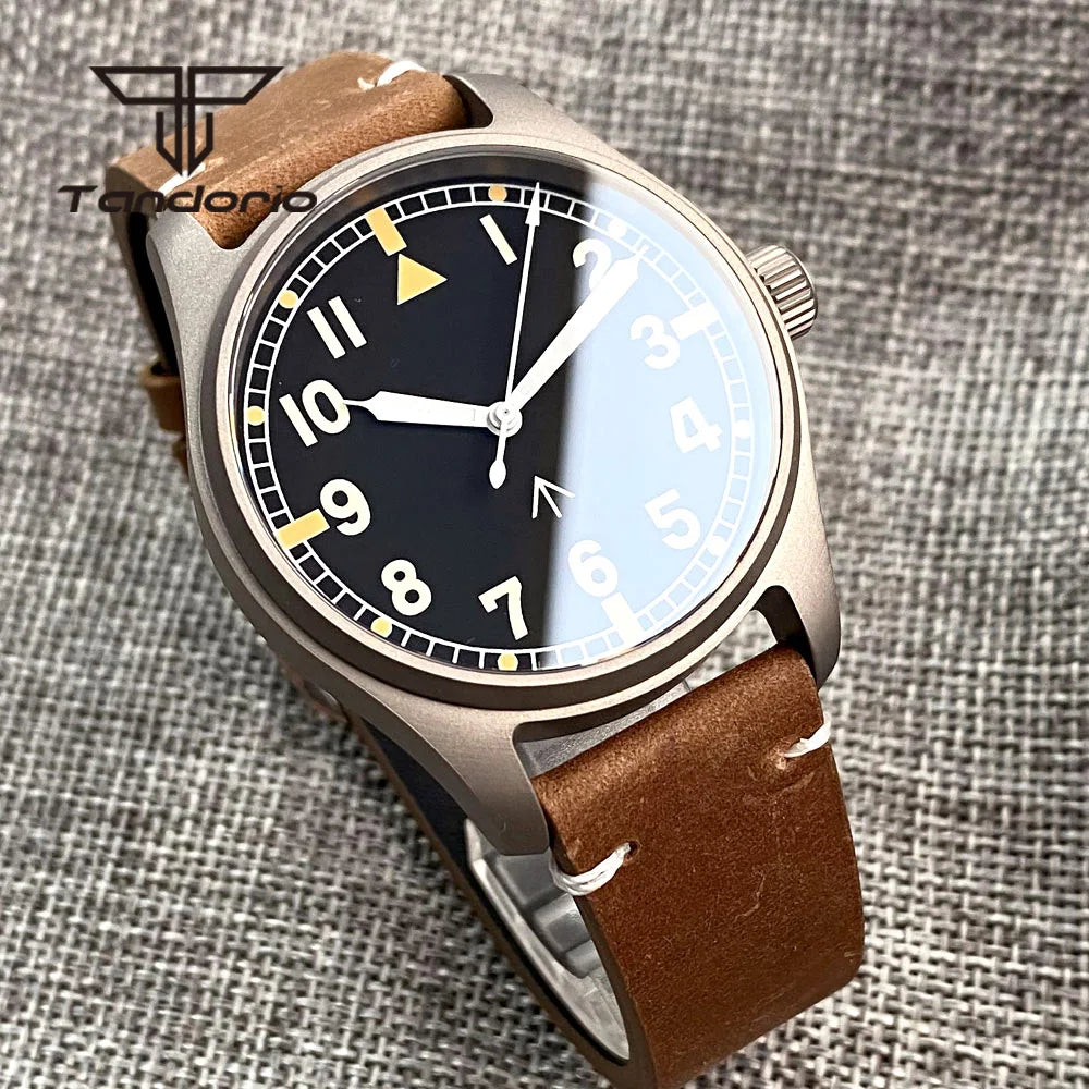 Tandorio Titanium NH35A 39mm 20bar Titanium Automatic Pilot Watch for Men – Sapphire Crystal Tool Watch