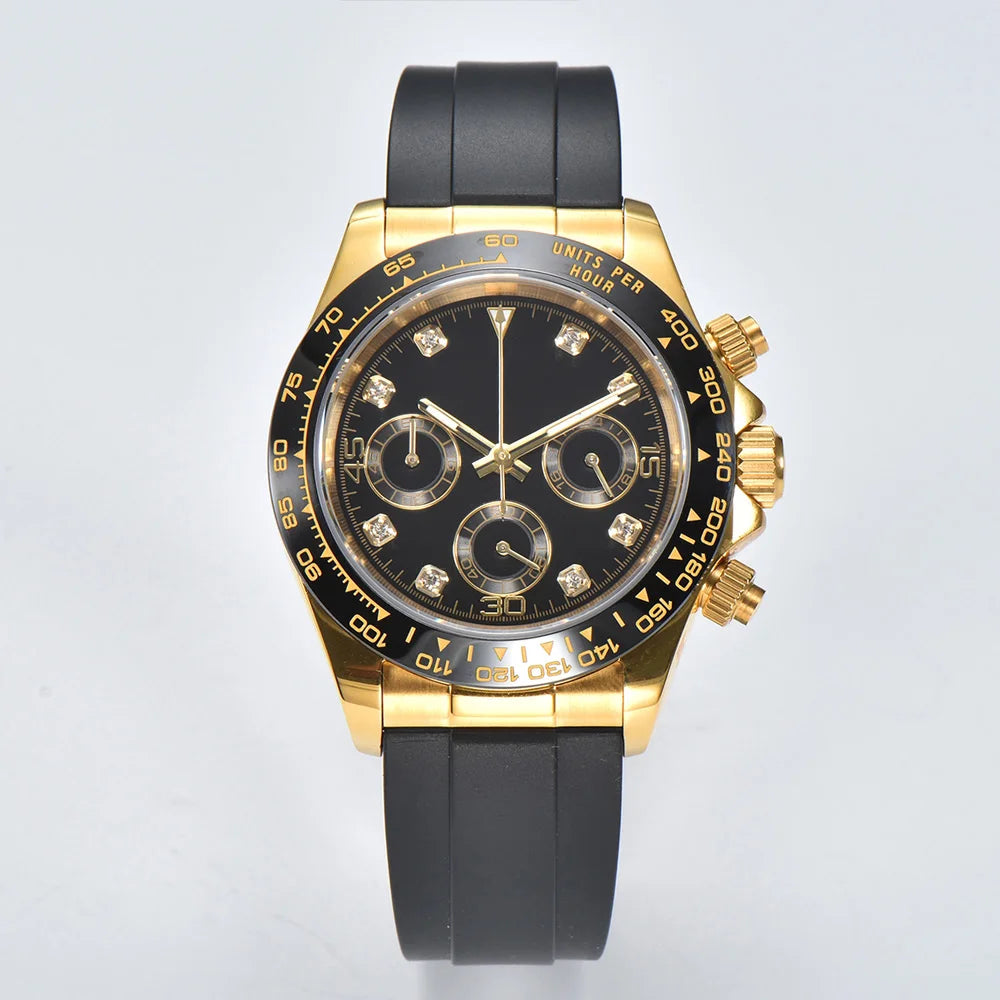 OUMASHI Men’s VK63 Chronograph Watch – Sapphire Crystal Sports Watch with Rubber Strap